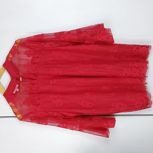 Shannon Ford New York Red Lace Elegant Dress Top Holidays  Sz.2X - Picture 6 of 11